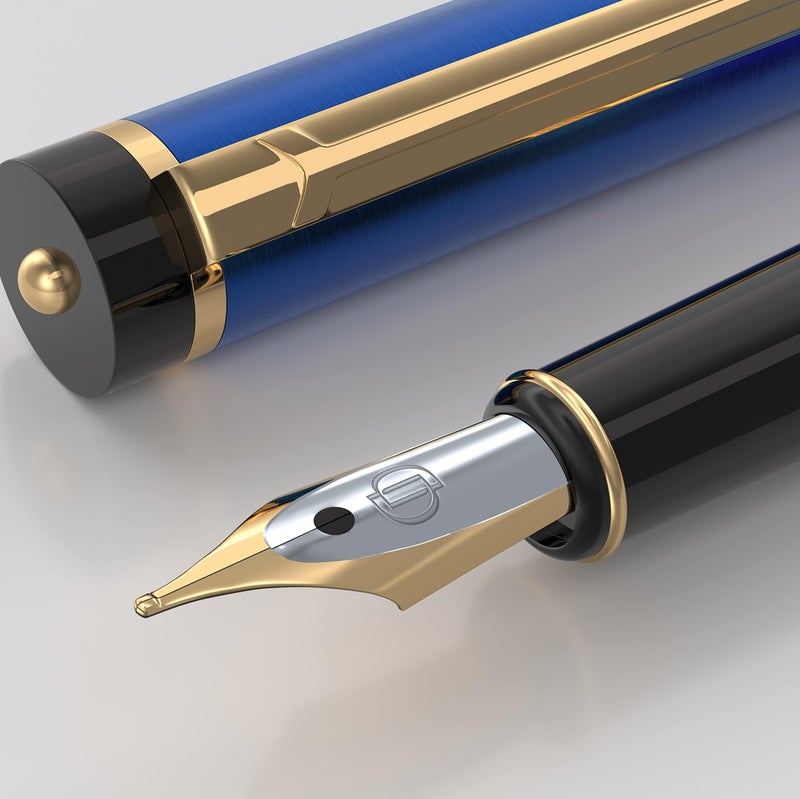 Dryden Designs Fountain Pen. Medium Nib Premium Box | 6 Ink Cartridges Included (Mysterious Blue) - Image 3